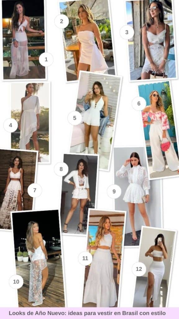 Vestidos blancos y elegantes para verano en Brasil, estilo y moda para lucir elegante en vacaciones.